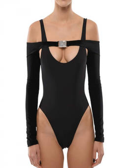 David Koma - Black Solid Scoop Neck Top (XS)