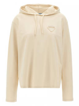 PRADA - Beige Logo Patch Hoodie