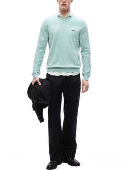 Boss - Mint Green Crew Neck Knit Sweater