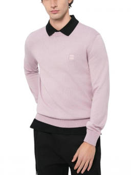 Boss - Pink Crew Neck Knit Sweater