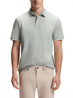 Boss - Light Grey Logo-Patch Polo T-Shirt