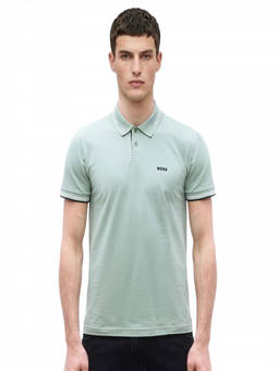 Boss - Green Solid Logo Print Polo T-Shirt