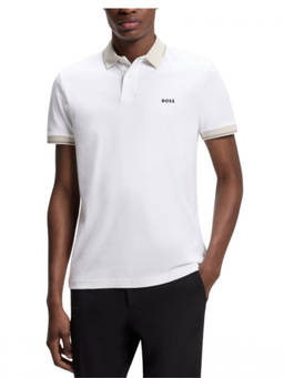 Boss - White Shirt Collar Polo T-Shirt