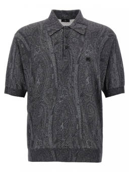 Etro - Dark Grey Paisley Polo T-Shirt (M)