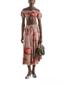 Dolce&Gabbana - Pink Floral Off Shoulder Top