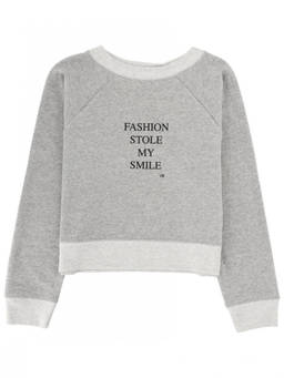 Victoria Beckham - Grey Graphic Crew Neck Sweatshirt