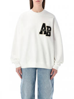 ANINE BING - Off White Crewneck Logo Sweatshirt