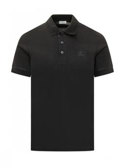 Burberry - Black Solid Shirt Collar Polo T-Shirt (M)