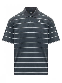 K-Way - Grey Striped Shirt Collar Polo T-Shirt