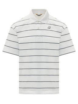 K-Way - White Striped Shirt Collar Polo T-Shirt