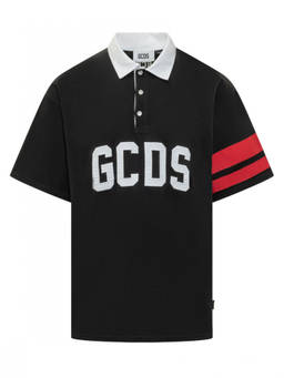 GCDS - Black Logo Shirt Collar Polo T-Shirt (XL)