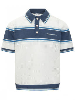 Casablanca - White Stripes Shirt Collar Polo T-Shirt