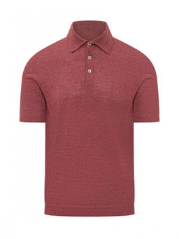 Brunello Cucinelli - Red Solid Shirt Collar Polo T-Shirt (S)