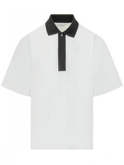Lanvin - White Solid Shirt Collar Polo T-Shirt (S)