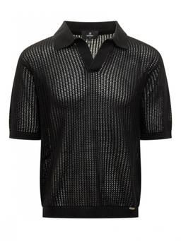 REPRESENT - Black Knitted Shirt Collar Polo T-Shirt (XS)