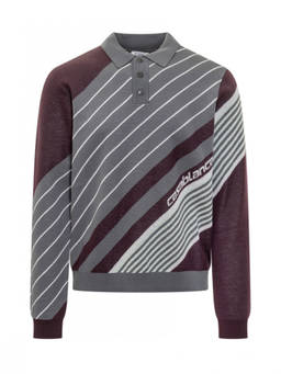 Casablanca - Purple Stripes Shirt Collar Polo T-Shirt (M)