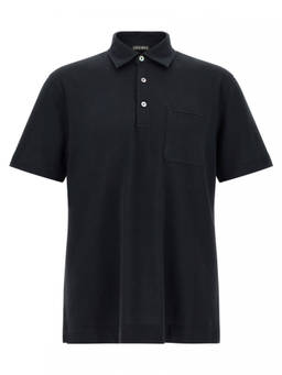 Zegna - Blue Shirt Collar Polo T-Shirt