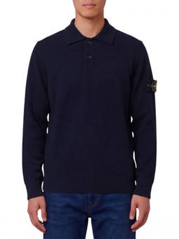 Stone Island - Navy Blue Full Sleeves Polo T-Shirt