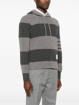 Thom Browne - Grey Striped Knitted Hoodie
