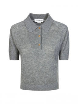 Victoria Beckham - Grey Wool Polo T-Shirt