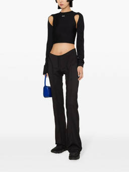 OFF-WHITE - Black Cut-Out Long Sleeve Cropped Top (S)