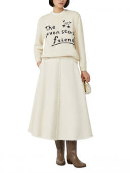 Max Mara - Beige Graphic Print Crew Neck Sweatshirt (L)