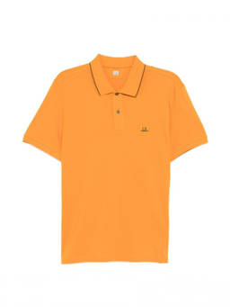 C.P. Company - Orange Logo Shirt Collar Polo T-Shirt (M)