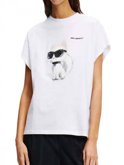 Karl Lagerfeld - White Graphic Crew Neck Top