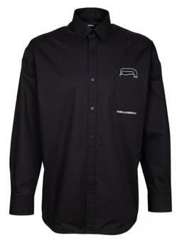 Karl Lagerfeld - Black Logo Shirt Collar Shirt