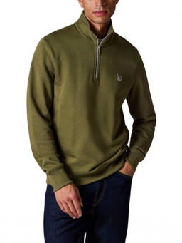 Ps By Paul Smith - Green Solid Mock Collar Sweatshirt