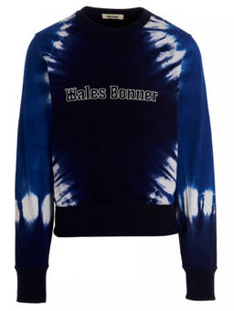 Wales Bonner - Blue Logo Embroidery Tie Dye Sweatshirt (M)