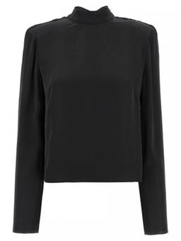 Rotate Birger Christensen - Black Satin Drapy Back Top