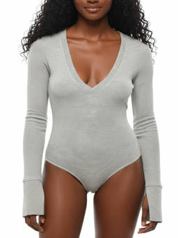 1989 STUDIO - Grey Textured V Neck Top