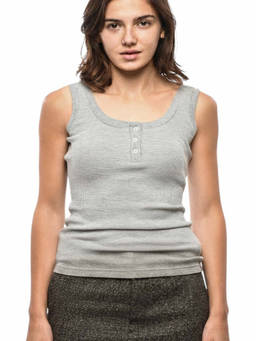1989 STUDIO - Grey Textured Scoop Neck Top