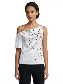IRO - White Abstract One Shoulder Top