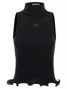 Fendi - Black Ruffled Top