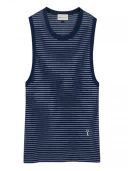 AMI Paris - Blue Stripes Round Neck Top