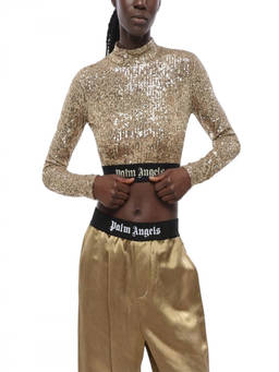 Palm Angels - Gold Embellished Mock Collar Top