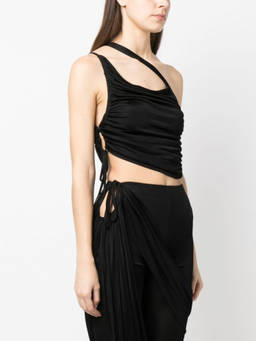 Andreadamo - Black One-Shoulder Draped Top