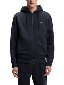 Boss - Navy Blue Zip-Up Logo Hoodie