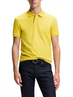 Boss - Yellow Slim Fit Cotton Polo T-Shirt