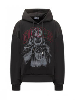 GCDS - Black Graphic Hood Sweatshirt (L/XL)