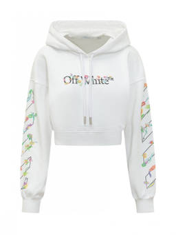 OFF-WHITE - White Floral Hood Sweatshirt
