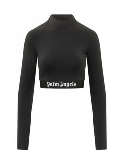Palm Angels - Black Logo Mock Collar Top