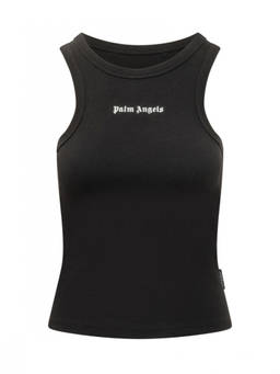 Palm Angels - Black Logo Round Neck Top