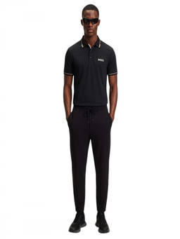 Boss - Black Stretch Polyester Polo T-Shirt