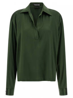 Tom Ford - Green Silk Polo T-Shirt