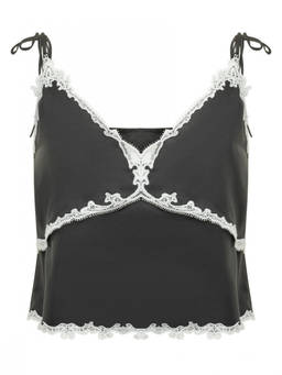 Pinko - Black Lace V Neck Top