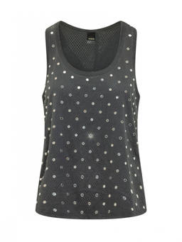 Pinko - Black Embellished Round Neck Top