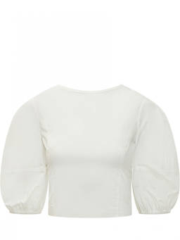 Pinko - White Solid Round Neck Top (S)